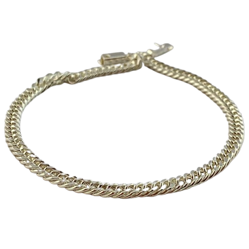 Pulseira Masculina - Grume Dupla Importada 4,0mm - 21 cm - Prata