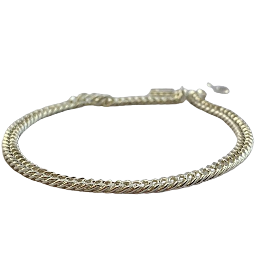 Pulseira Masculina - Grume Dupla Importada 4,0mm - 21 cm - Prata