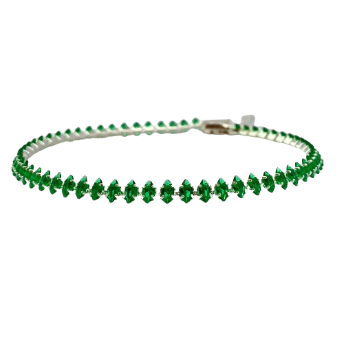 Pulseira Masculina Riviera Navete Verde - Prata