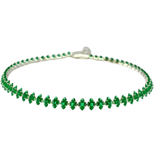 Pulseira Masculina Riviera Navete Verde - Prata