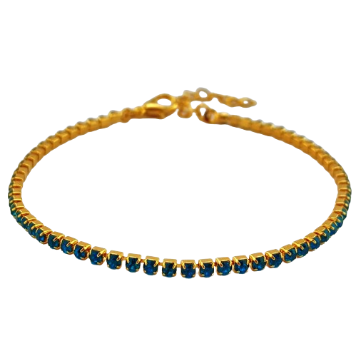 Pulseira Riviera Azul Esverdeado - Ouro 18K