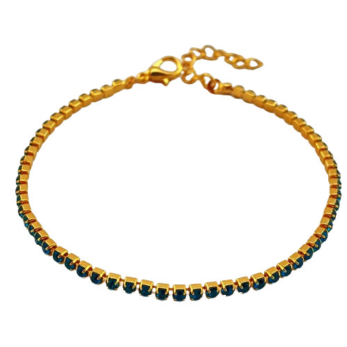 Pulseira Riviera Azul Esverdeado - Ouro 18K