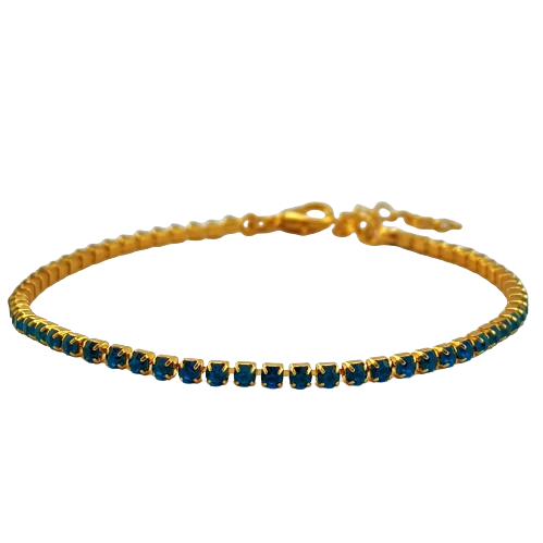 Pulseira Riviera Azul Esverdeado - Ouro 18K