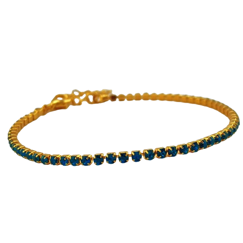 Pulseira Riviera Azul Esverdeado - Ouro 18K