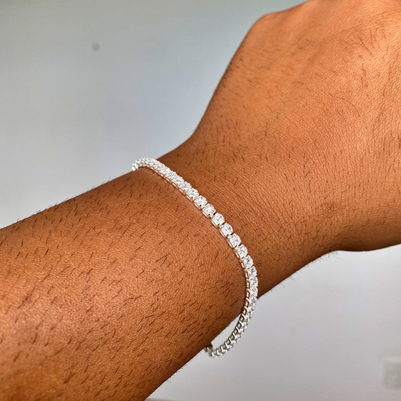 Pulseira Masculina Riviera - 3 mm - 20 cm - Prata