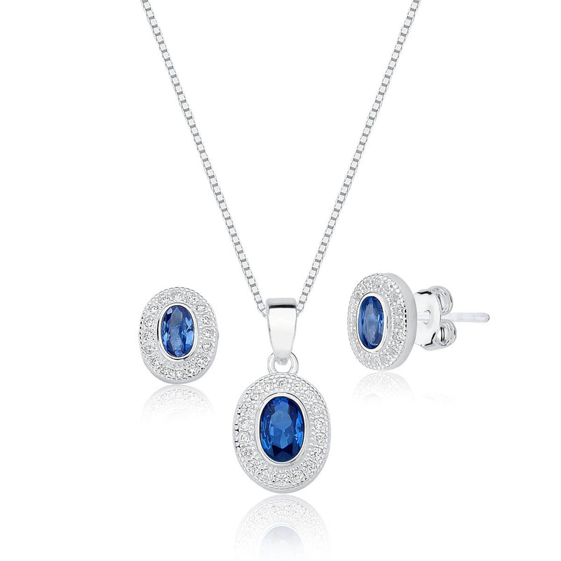 CONJUNTO CRAVEJADO OVAL - PRATA 925