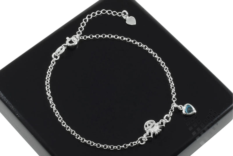 Pulseira Menino Coração Azul - Prata 925